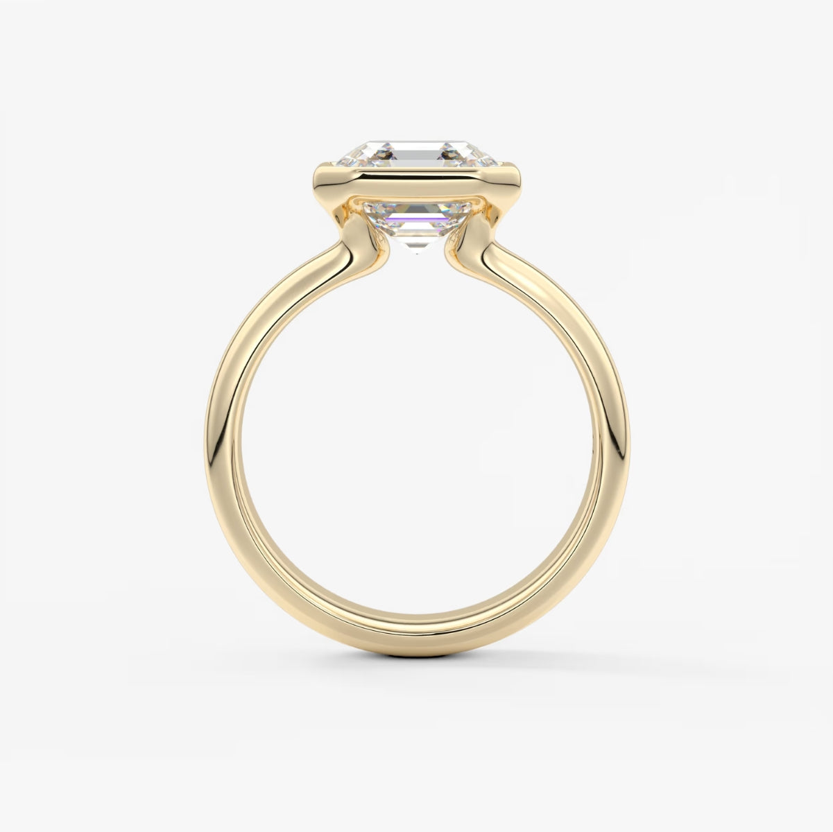 2.0CT Bezel Set Asscher Cut Lab Grown Diamond Chunky Ring