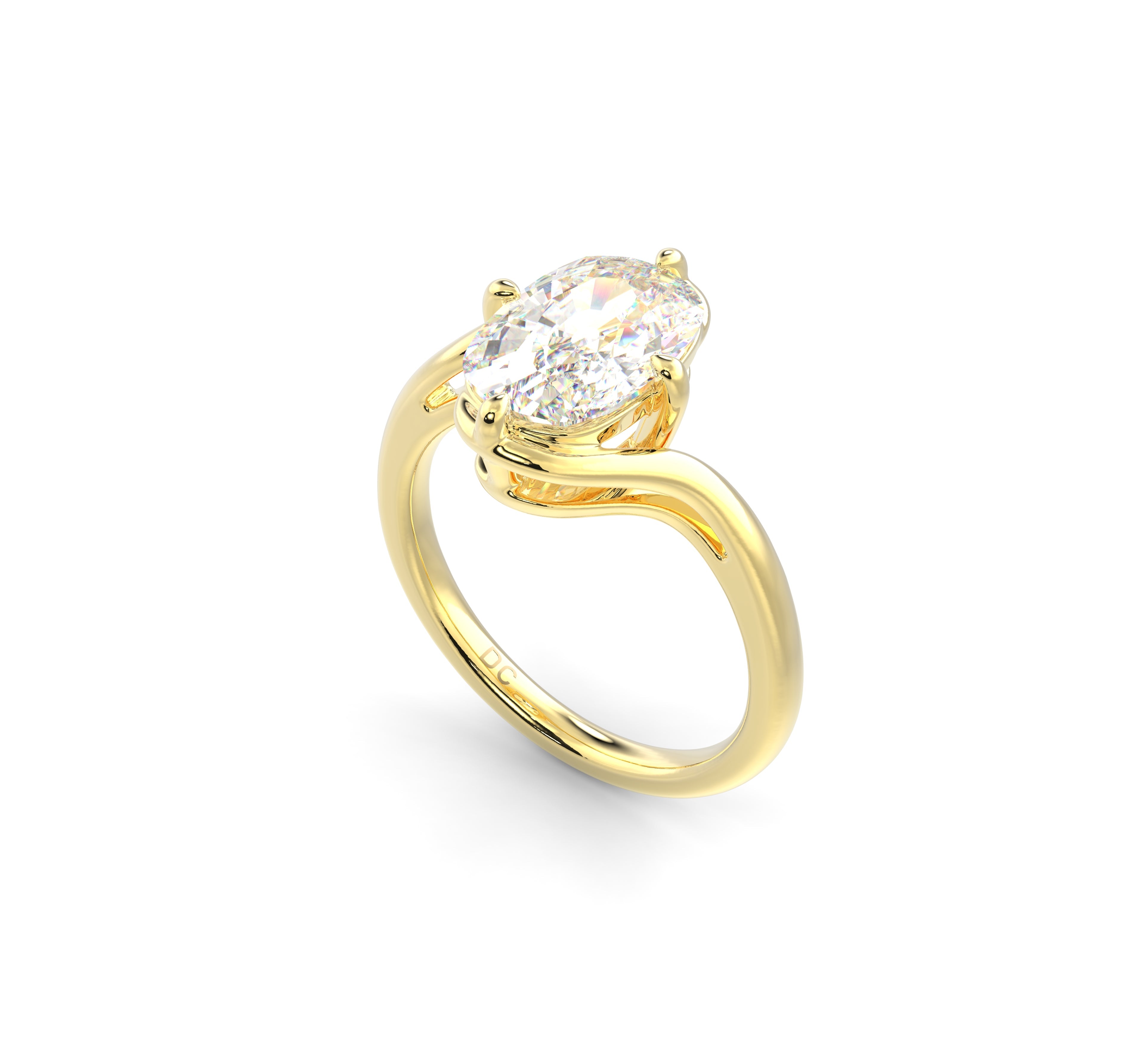 2.0CT Old Mine Cut Elongated Cushion Lab Grown Diamond Bypass Engagement Ring