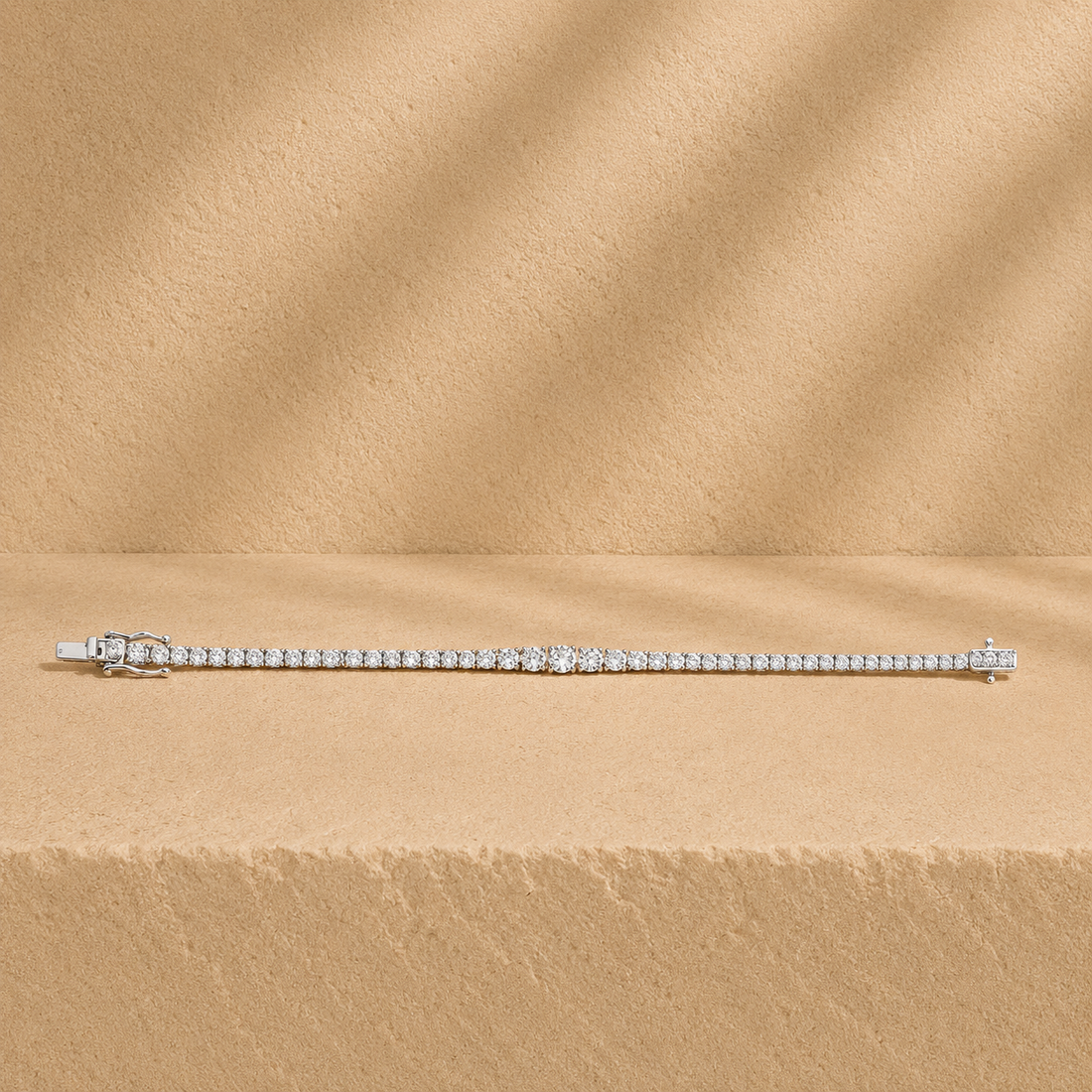 Round Lab Grown Diamond Graduated Modern Tennis Bracelet