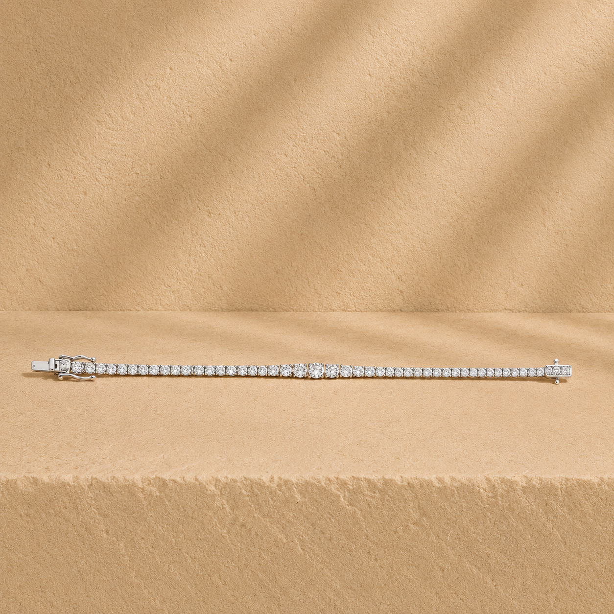 Round Lab Grown Diamond Graduated Modern Tennis Bracelet