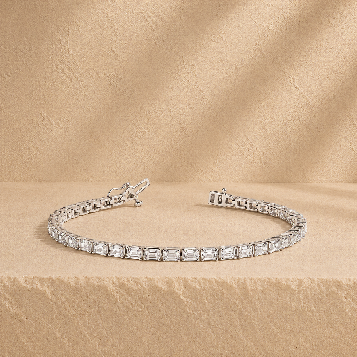 East West Emerald Cut Lab Grown Diamond Tennis Bracelet