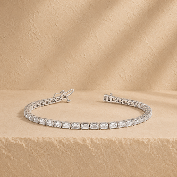 East West Emerald Cut Lab Grown Diamond Tennis Bracelet