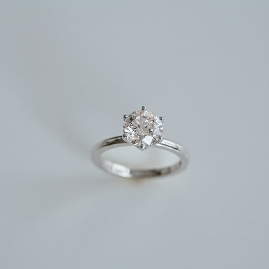 2.0CT Six Prong Set Round Lab Grown Diamond Solitaire Engagement Ring