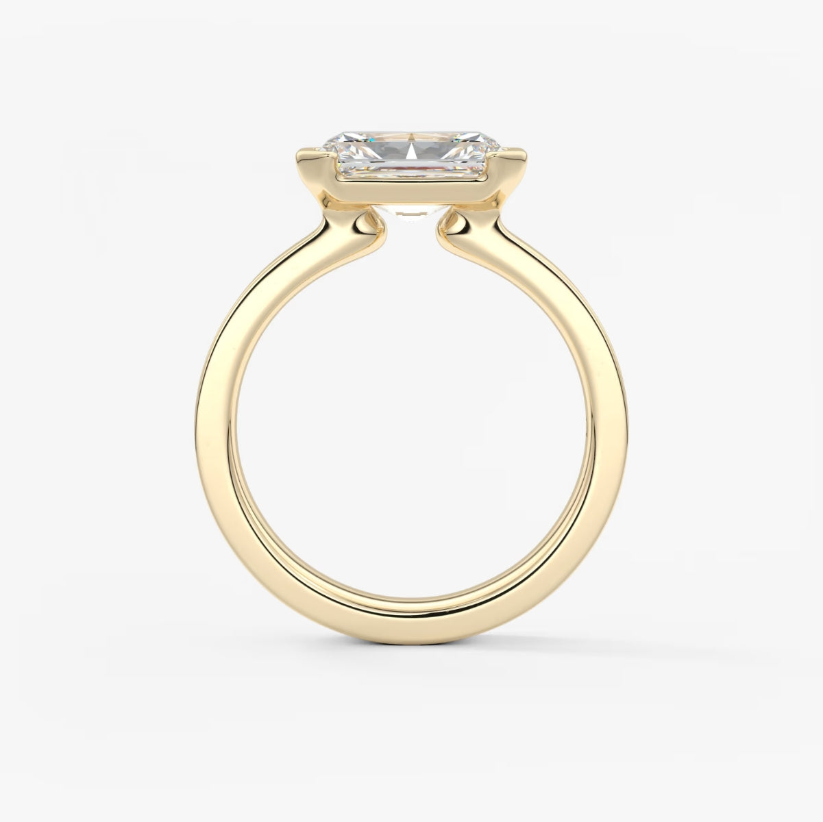 2.0CT Half Bezel Set Chunky East West Radiant Lab Grown Diamond Signet Ring