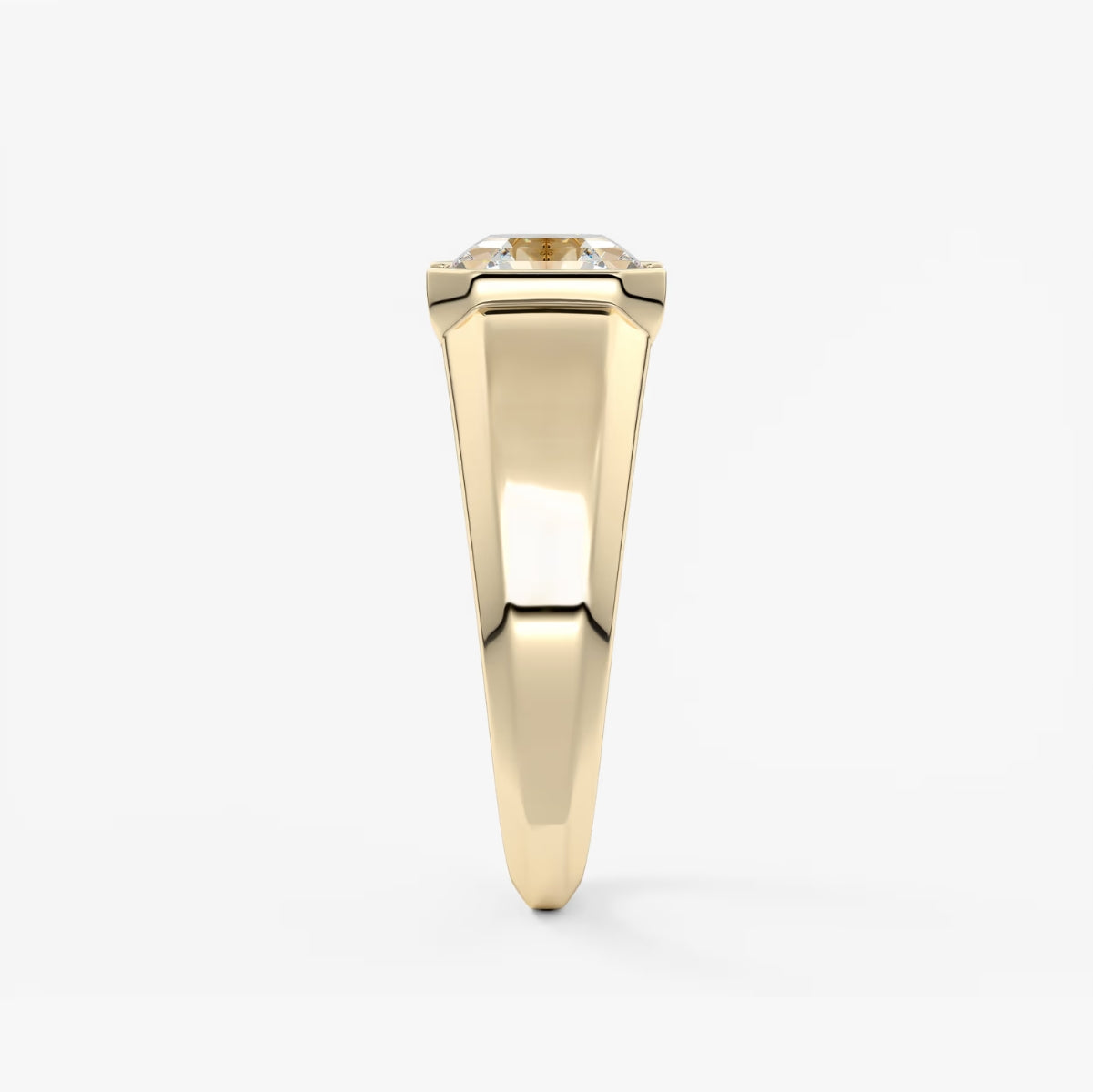 2.0CT Half Bezel Set Asscher Lab Grown Diamond Chunky Signet Ring