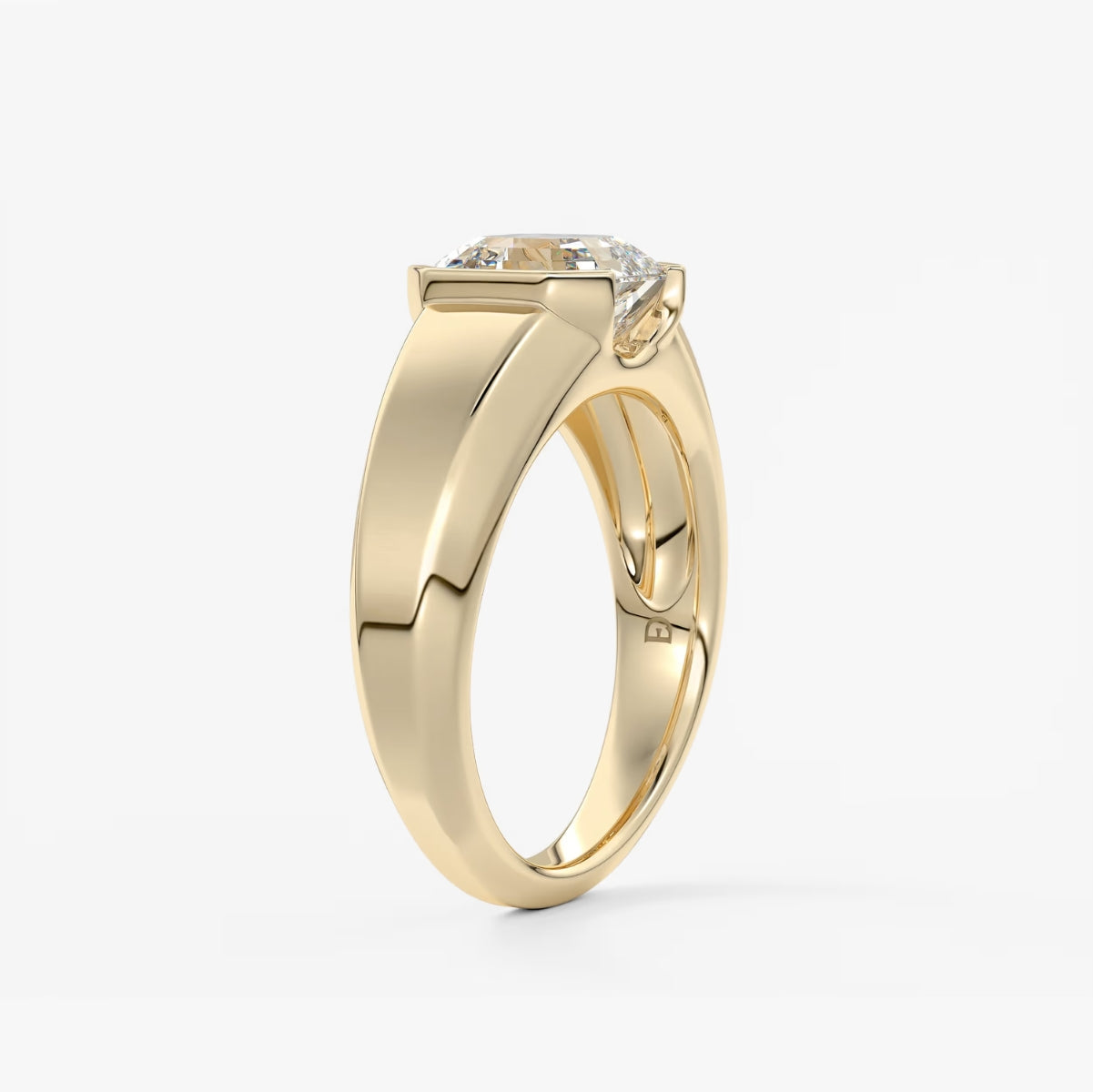 2.0CT Half Bezel Set Asscher Lab Grown Diamond Chunky Signet Ring