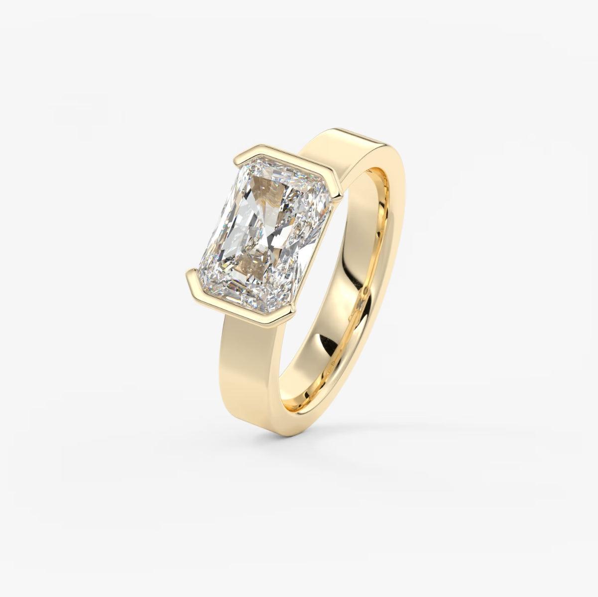 2.0CT Half Bezel Set Chunky East West Radiant Lab Grown Diamond Signet Ring