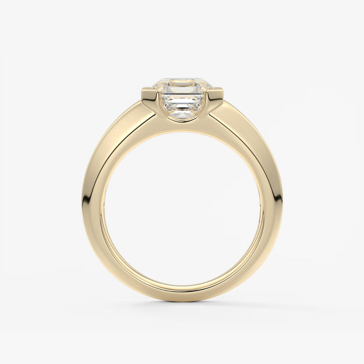 2.0CT Half Bezel Set Asscher Lab Grown Diamond Chunky Signet Ring