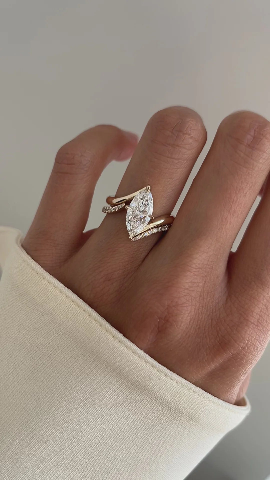 2.0CT Marquise Lab Grown Diamond By Pass Unique Ring With Band