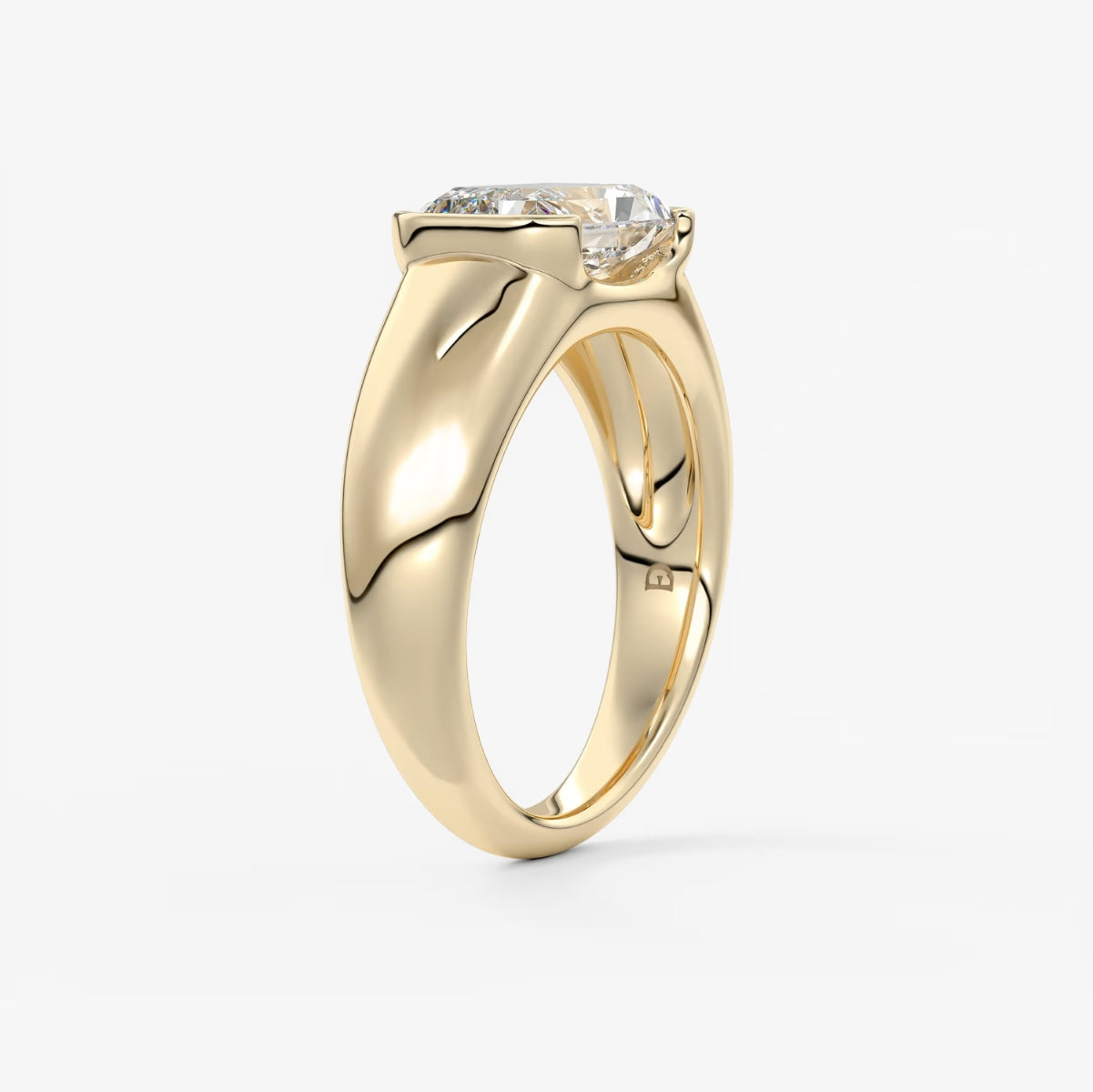 2.0CT Half Bezel Set East West Radiant Lab Grown Diamond Chunky Signet Ring