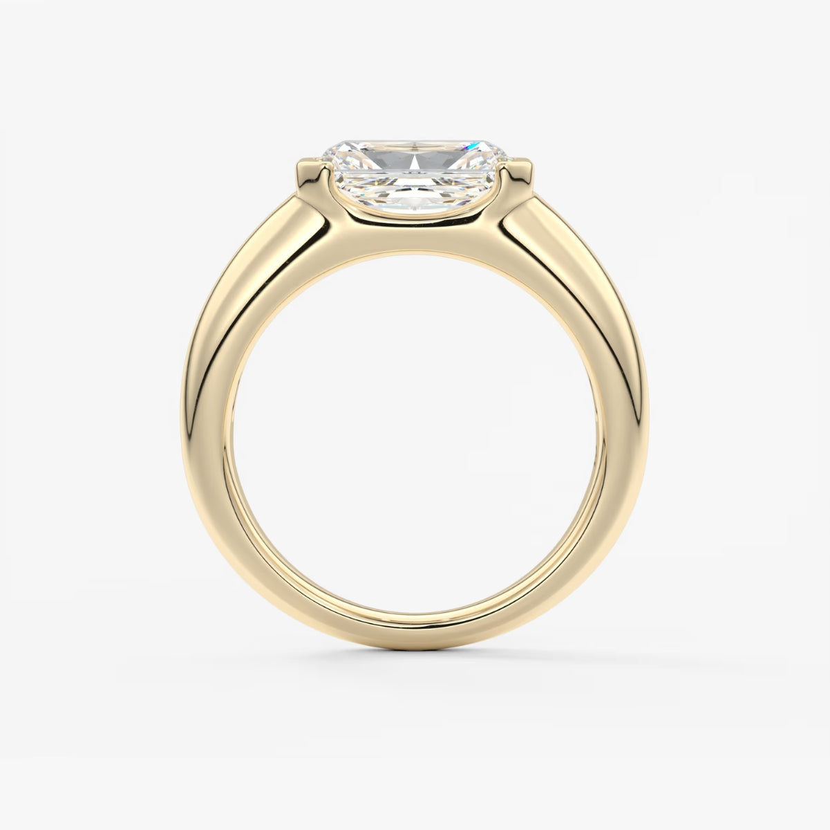 2.0CT Half Bezel Set East West Radiant Lab Grown Diamond Chunky Signet Ring