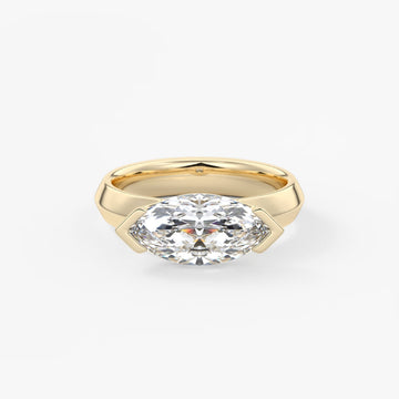 2.0CT Half Bezel Set East West Marquise Lab Grown Diamond Chunky Ring