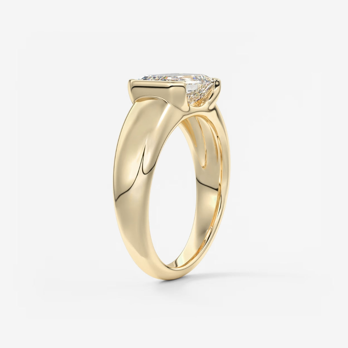 2.0CT Half Bezel Set East West Emerald Lab Grown Diamond Chunky Signet Ring