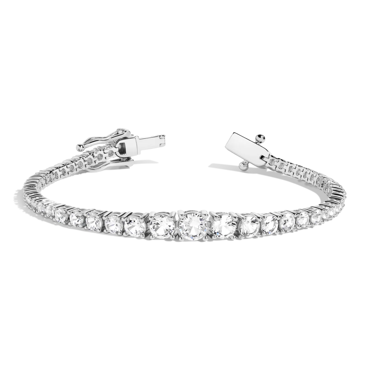 Round Lab Grown Diamond Graduated Modern Tennis Bracelet