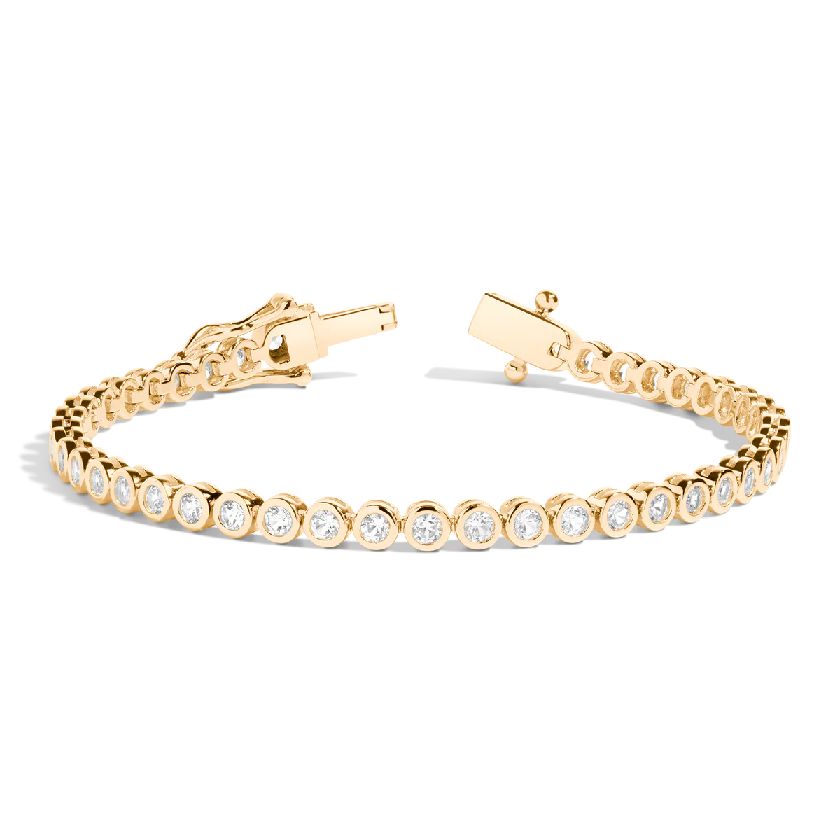 14K Solid Gold Bezel Set Lab Grown Diamond Tennis Bracelet