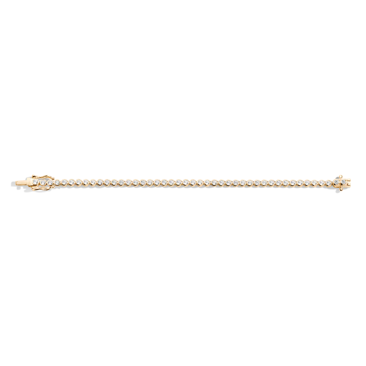 14K Solid Gold Bezel Set Lab Grown Diamond Tennis Bracelet
