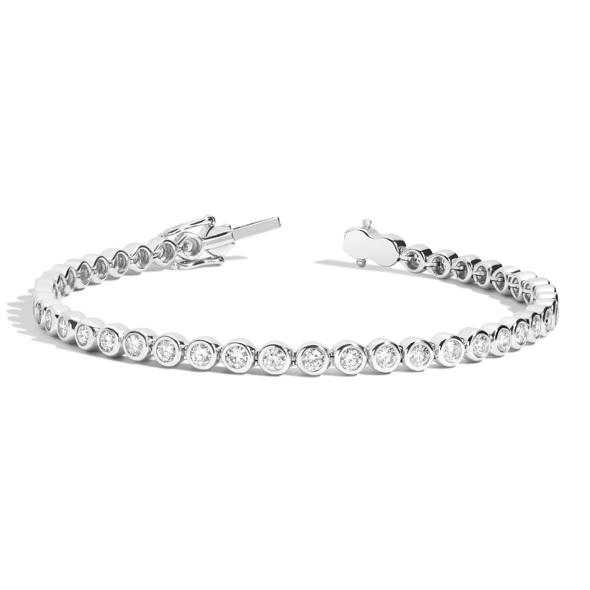 14K Solid Gold Bezel Set Lab Grown Diamond Tennis Bracelet