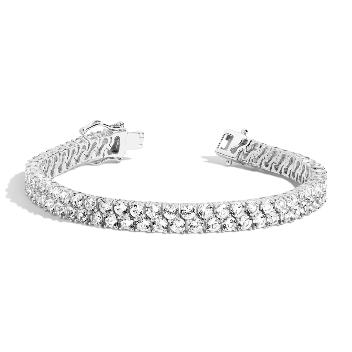 Round Lab Grown Double Row Tennis Bracelet