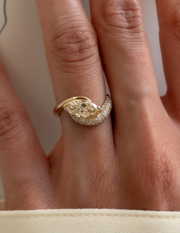 1.50CT Champagne Marquise Lab Grown Diamond Pave Unique Ring