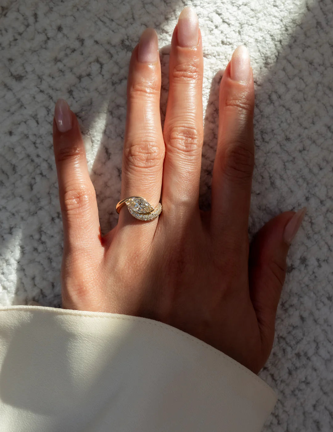 1.50CT Champagne Marquise Lab Grown Diamond Pave Unique Ring