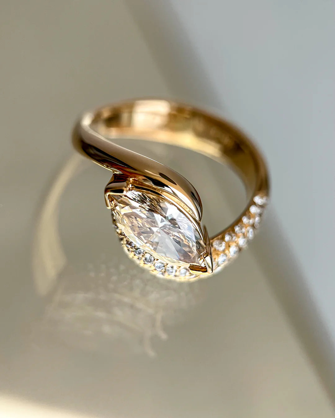 1.50CT Champagne Marquise Lab Grown Diamond Pave Unique Ring