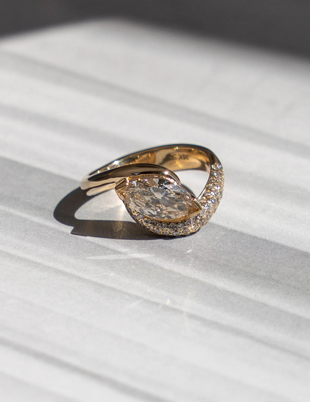 1.50CT Champagne Marquise Lab Grown Diamond Pave Unique Ring