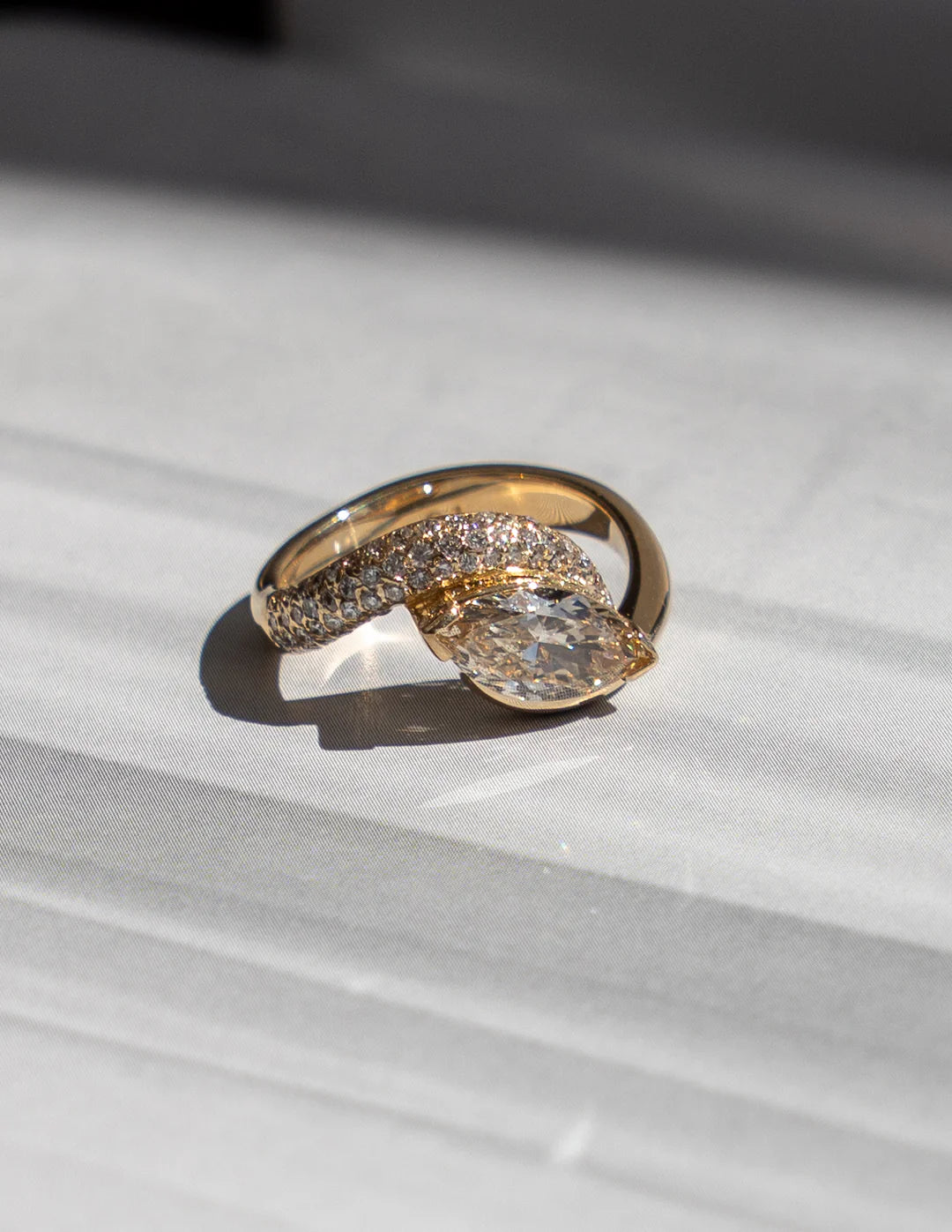 1.50CT Champagne Marquise Lab Grown Diamond Pave Unique Ring