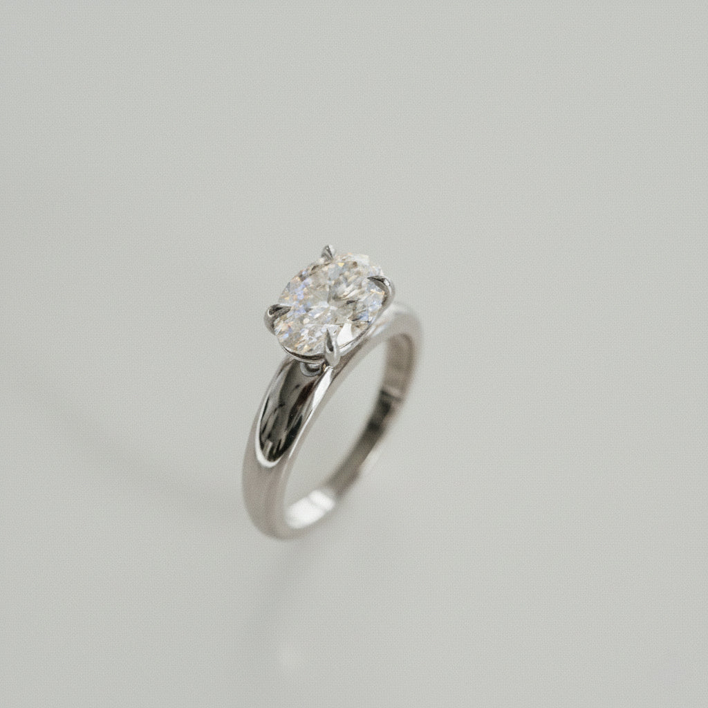 2.0CT East West Oval Lab Grown Diamond Solitaire Engagement Ring