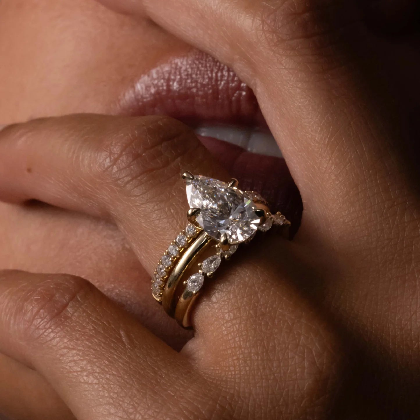 Round Lab Grown Diamond Half Eternity Pave Wedding Band