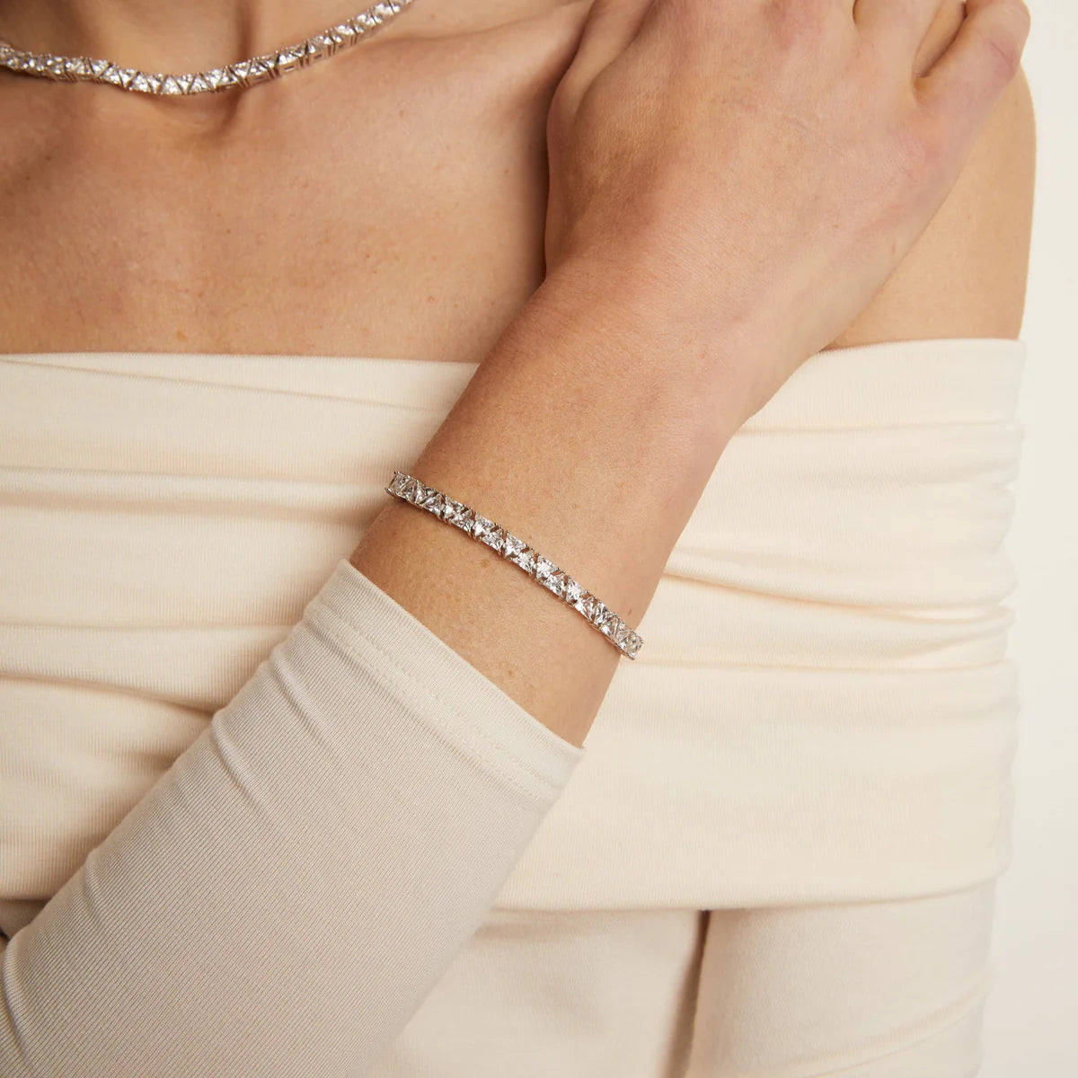 Trillion Cut Lab Grown Diamond Tennis Bracelet