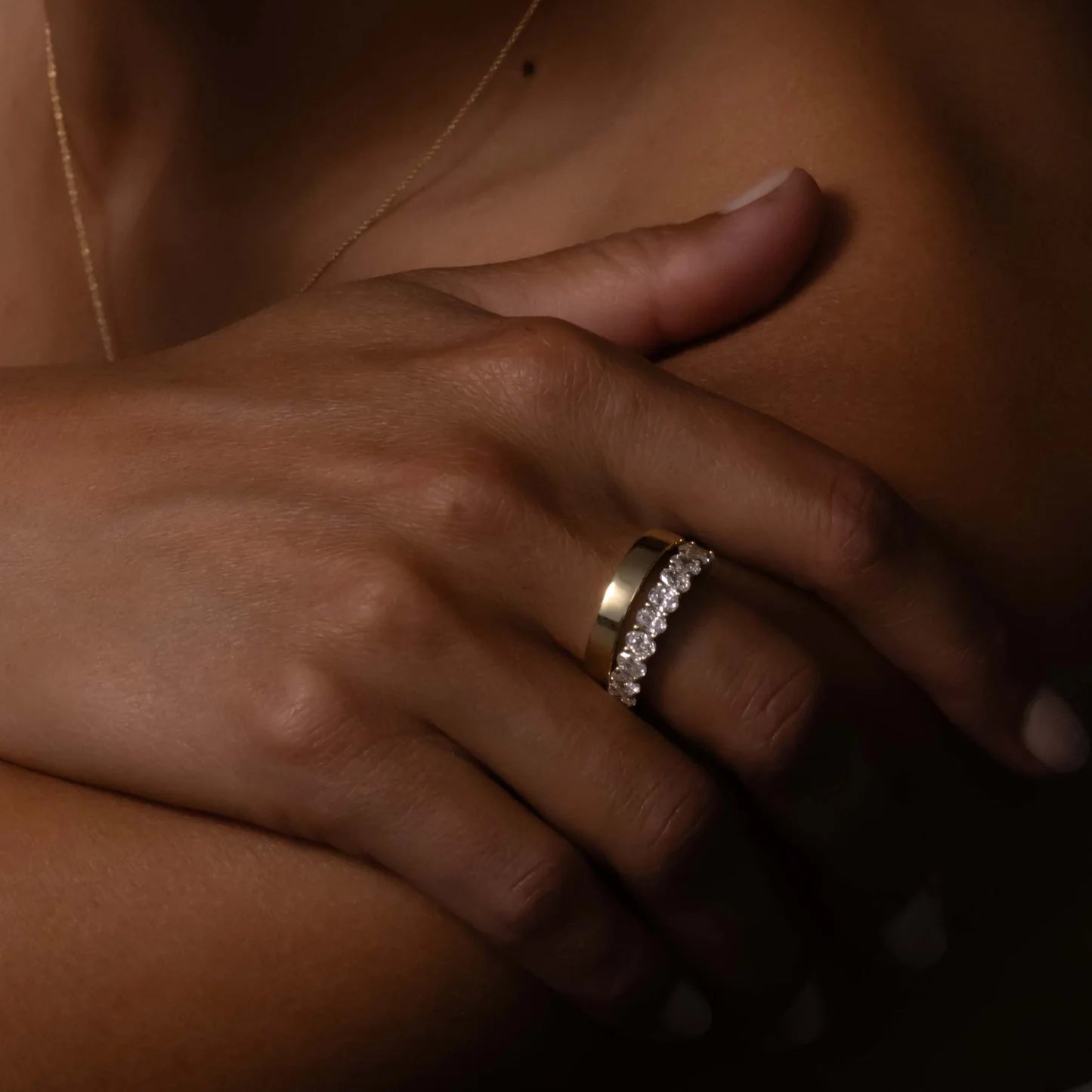 14K Solid Gold Simple Plain Flat Wedding Band