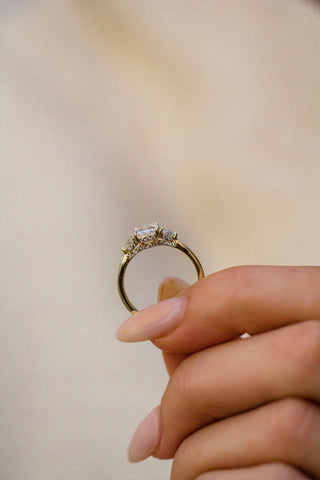 1.0CT-3.0CT Radiant Lab Grown Diamond Three Stone Engagement Ring