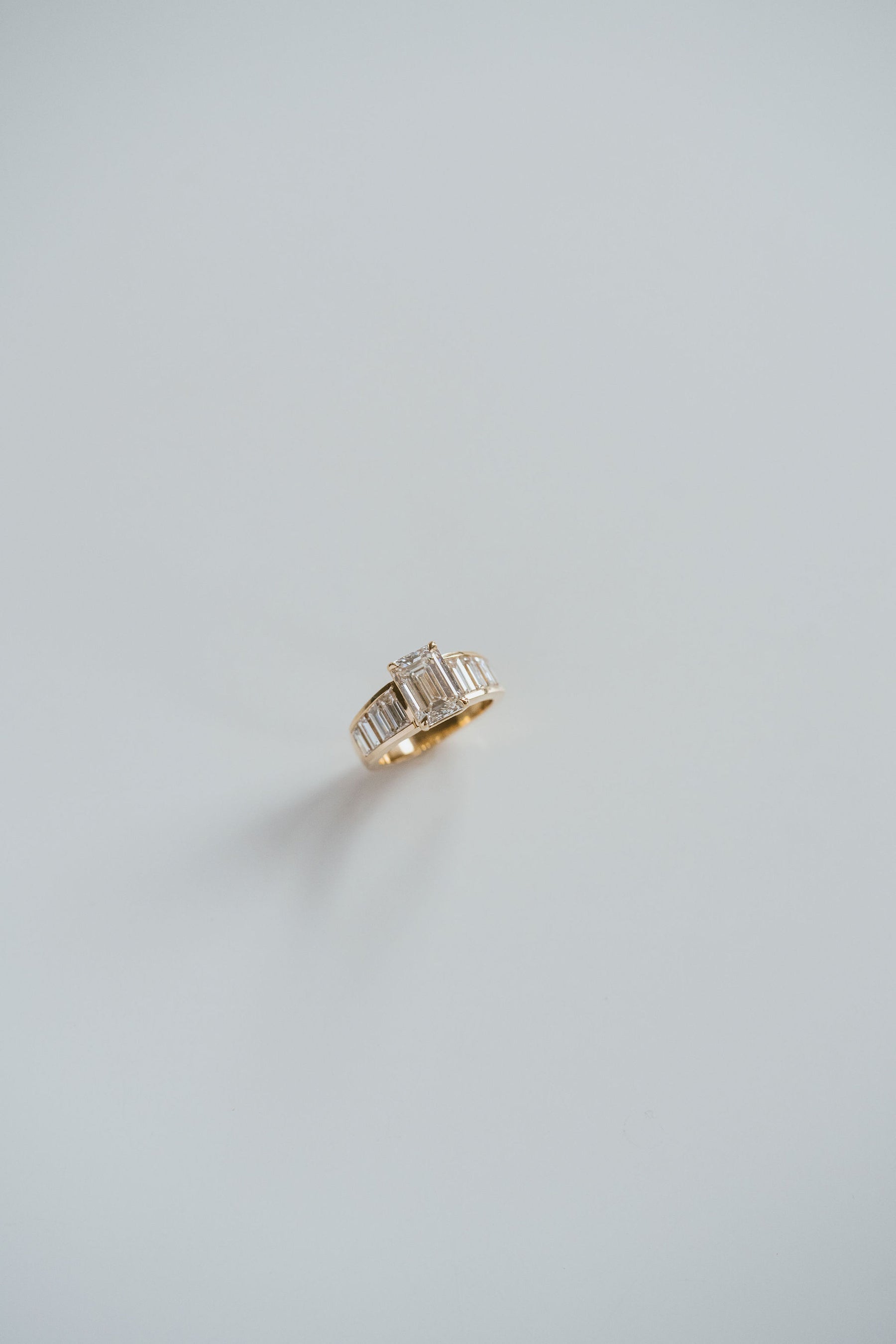 3.0CT Emerald Cut With Channel Set Baguette Lab Grown Diamond Engagement Ring