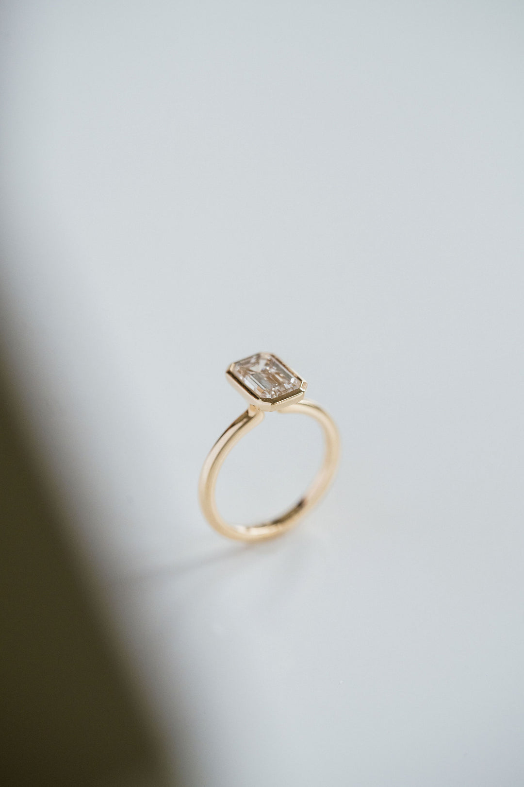 2.0CT Bezel Set Emerald Cut Lab Grown Diamond Solitaire Engagement Ring
