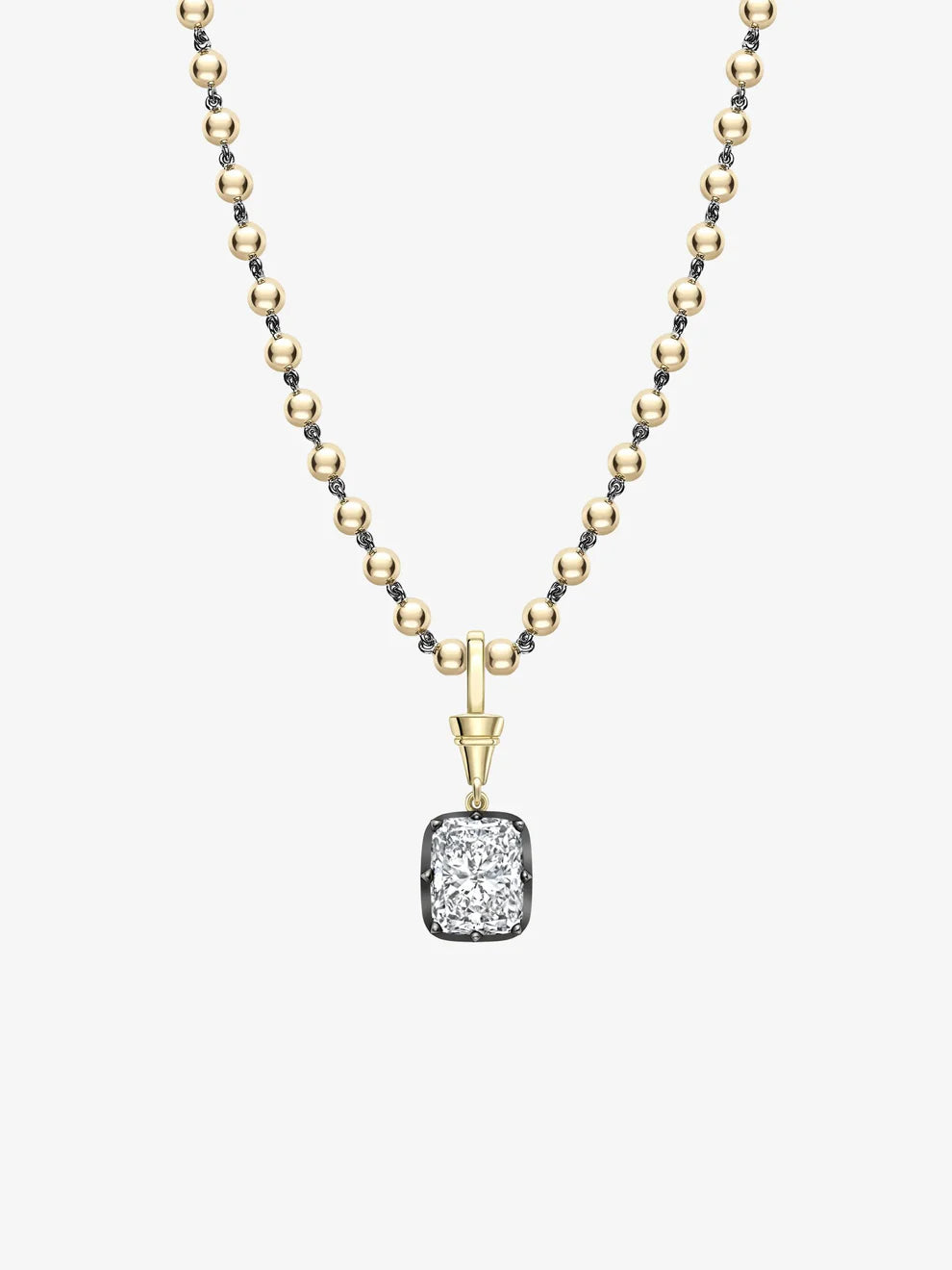 5.0CT Blackened Bezel Elongated Cushion Cut Lab Grown Diamond Pendant