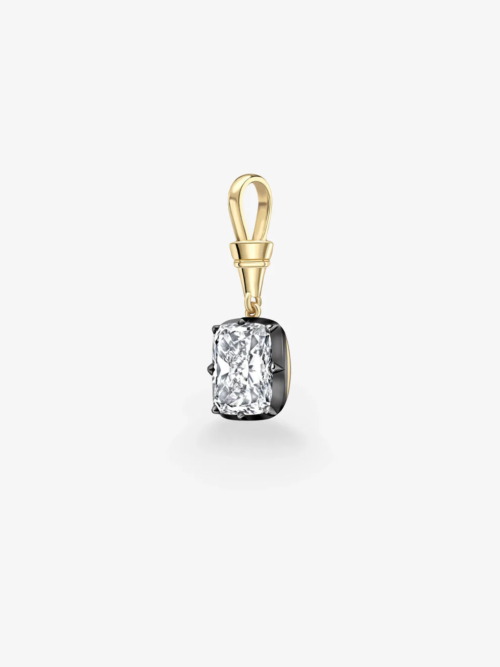 5.0CT Blackened Bezel Elongated Cushion Cut Lab Grown Diamond Pendant