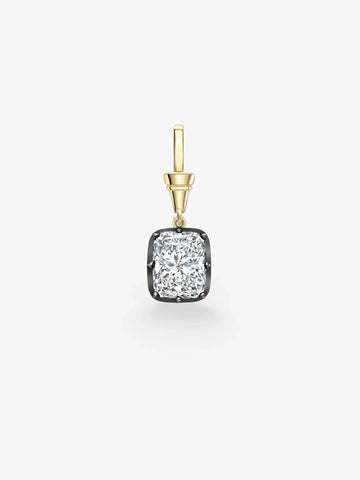 5.0CT Blackened Bezel Elongated Cushion Cut Lab Grown Diamond Pendant