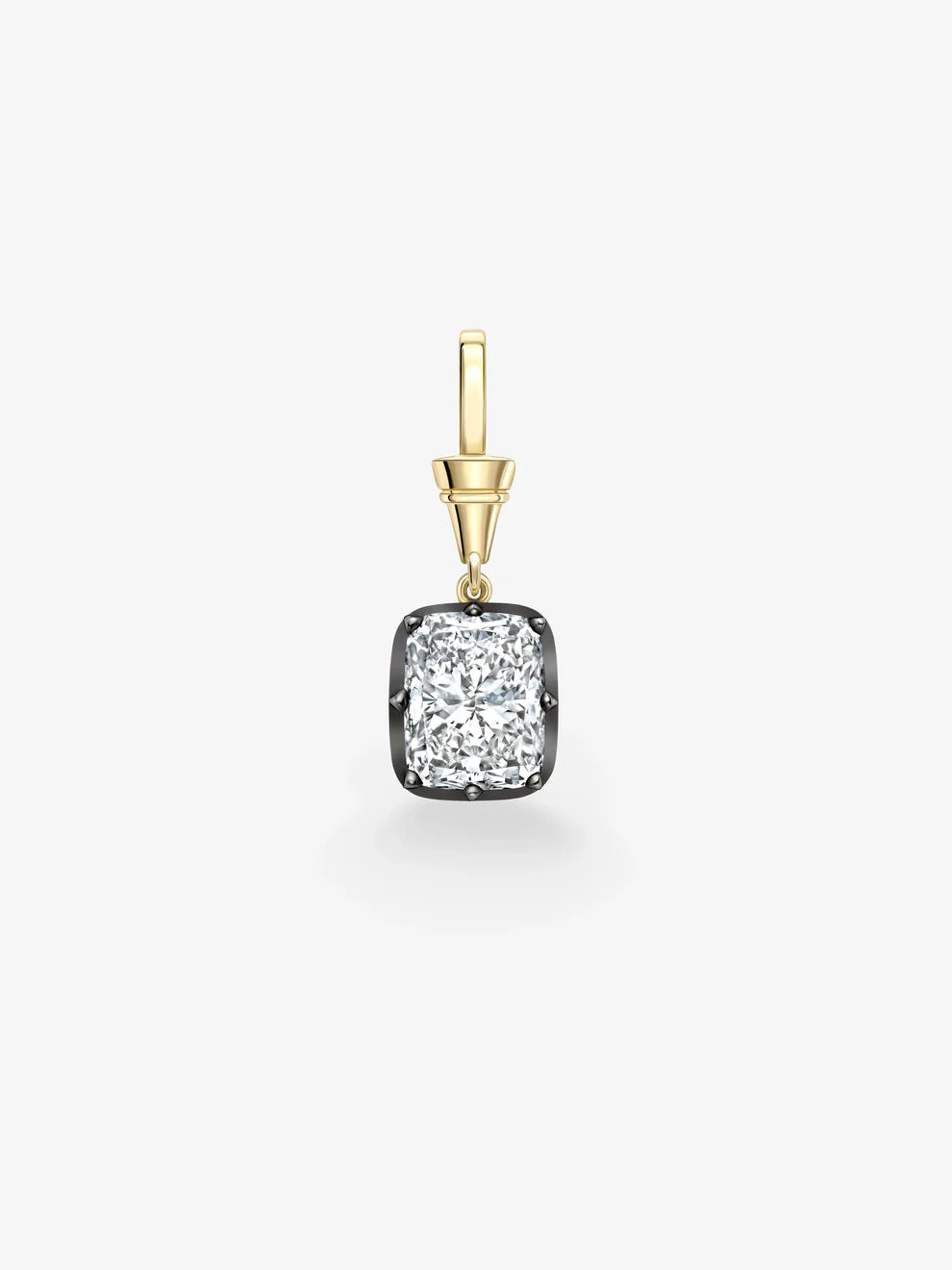 5.0CT Blackened Bezel Elongated Cushion Cut Lab Grown Diamond Pendant