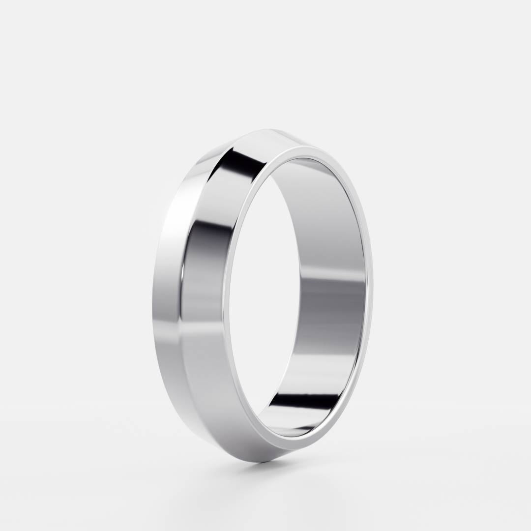 14K Solid Gold Comfort Fit Polished Classic Knife Edge Men's Wedding Band