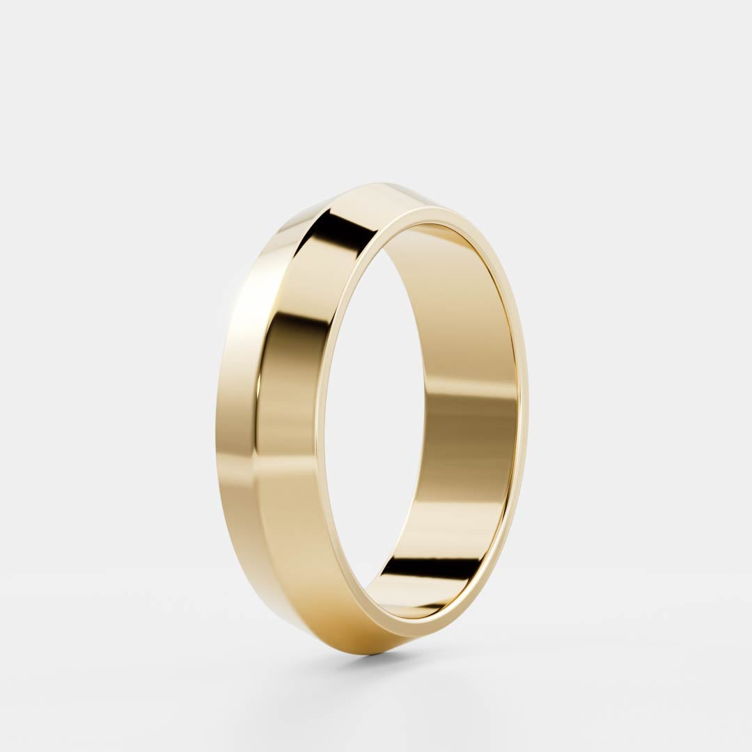 14K Solid Gold Comfort Fit Polished Classic Knife Edge Men's Wedding Band
