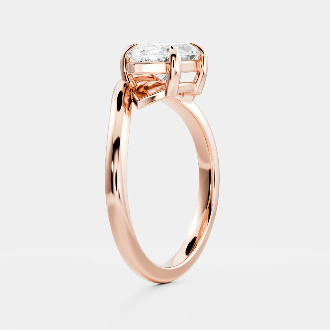 2.0CT East West Marquise Lab Grown Diamond Curved Solitaire Unique Engagement Ring