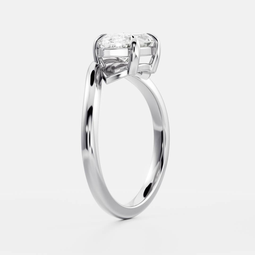 2.0CT East West Marquise Lab Grown Diamond Curved Solitaire Unique Engagement Ring