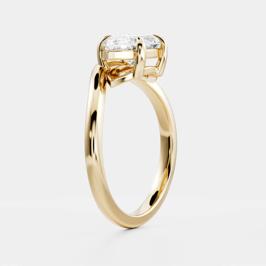 2.0CT East West Marquise Lab Grown Diamond Curved Solitaire Unique Engagement Ring
