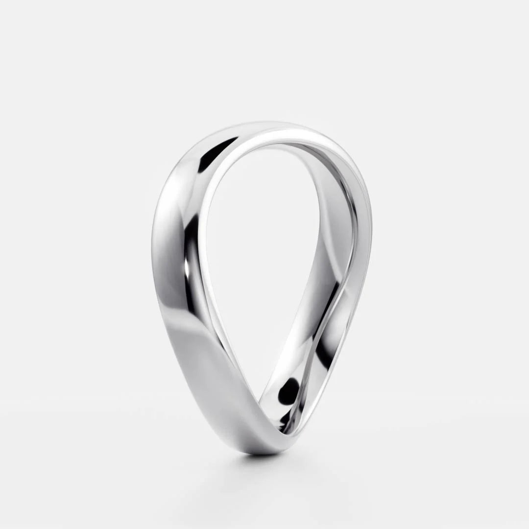 14K Solid Gold Plain Curved Wedding Band