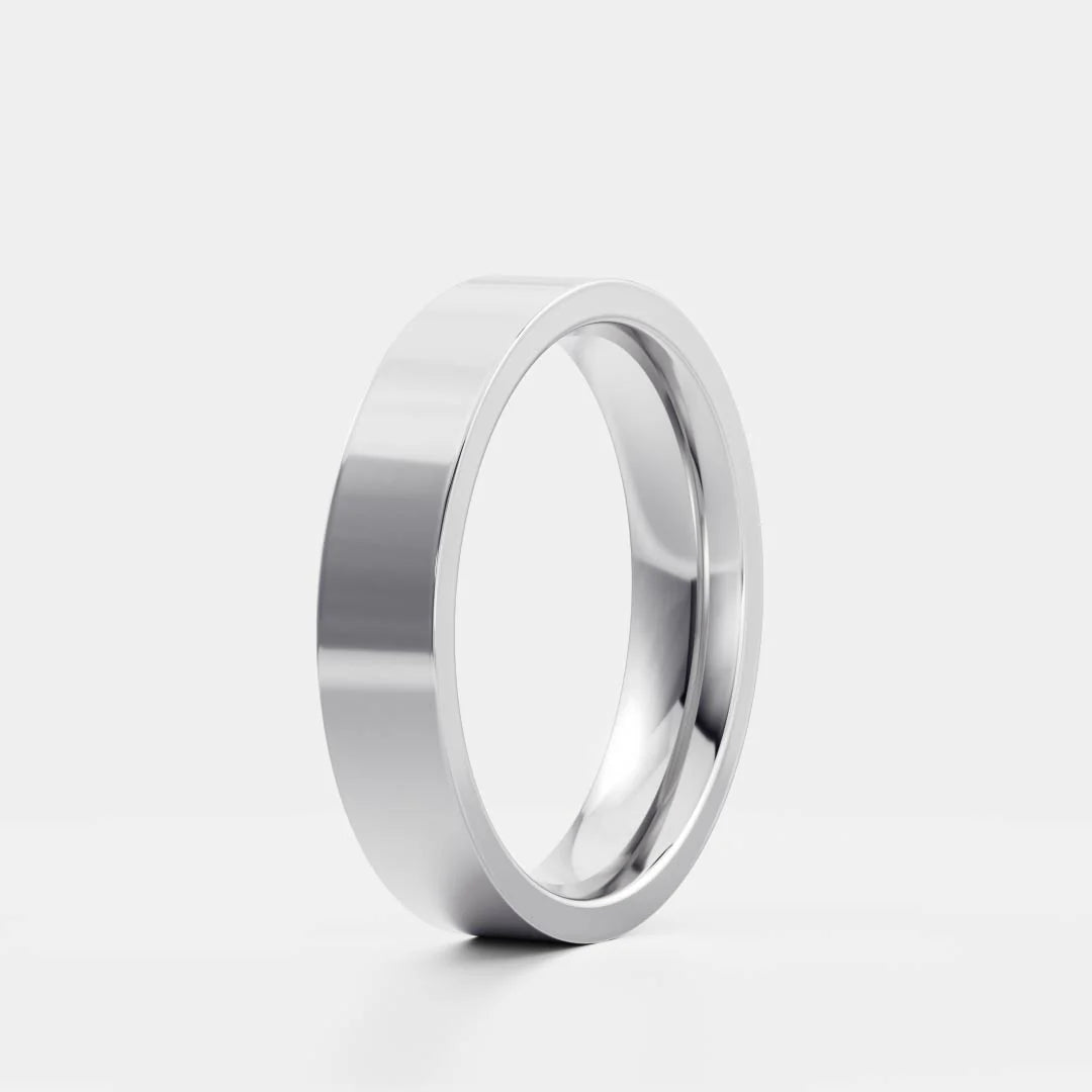 14K Solid Gold Simple Plain Flat Wedding Band