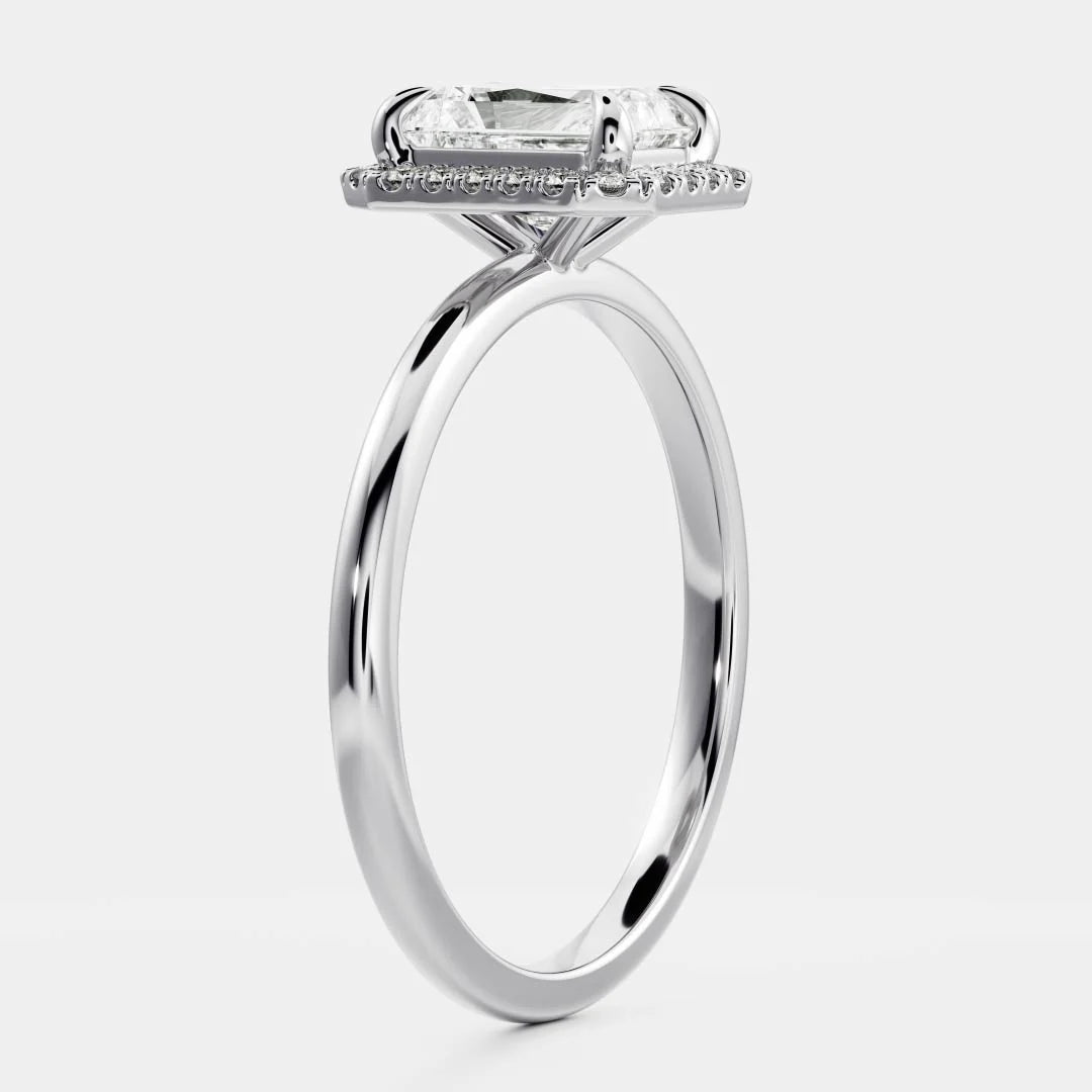 2.0CT Radiant Lab Grown Diamond Halo Solitaire Engagement Ring