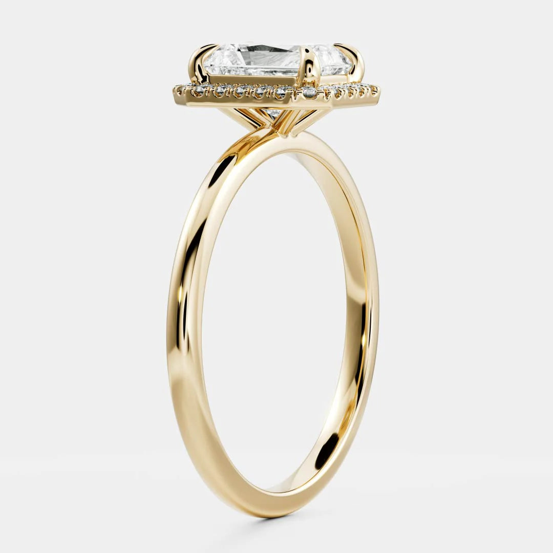 2.0CT Radiant Lab Grown Diamond Halo Solitaire Engagement Ring