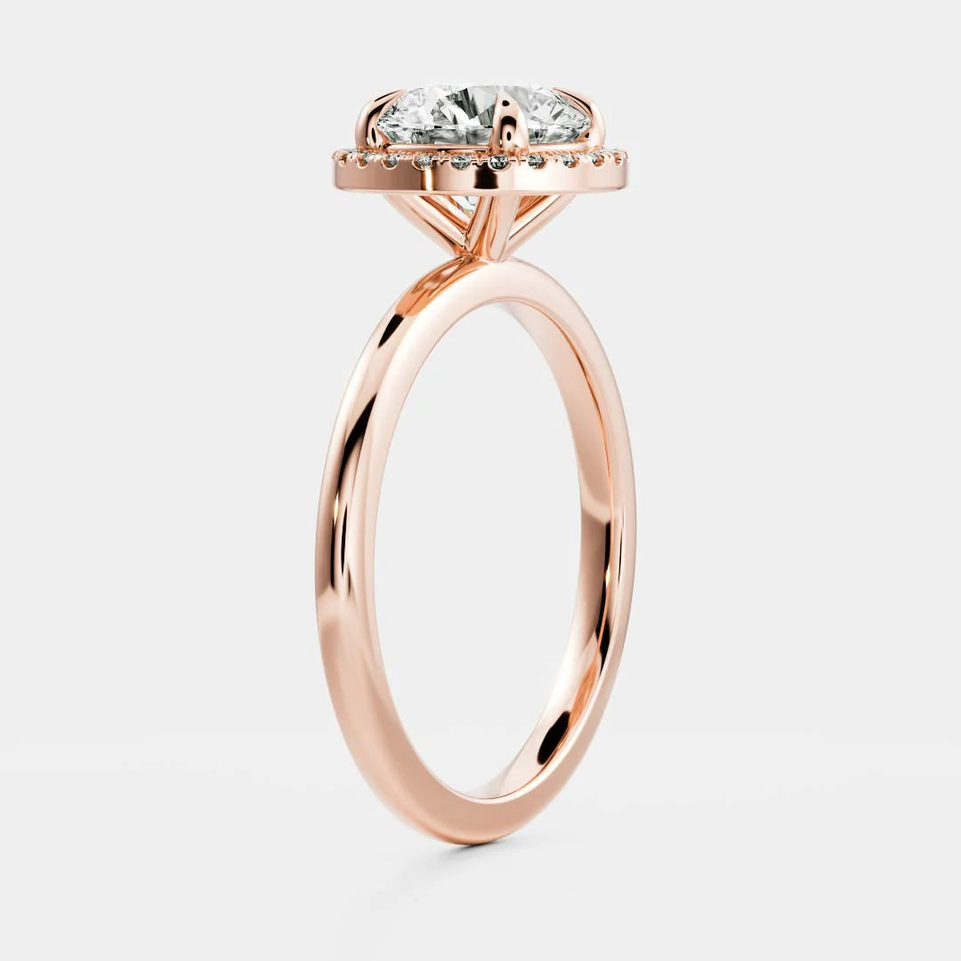1.0CT Round Lab Grown Diamond Halo Solitaire Engagement Ring