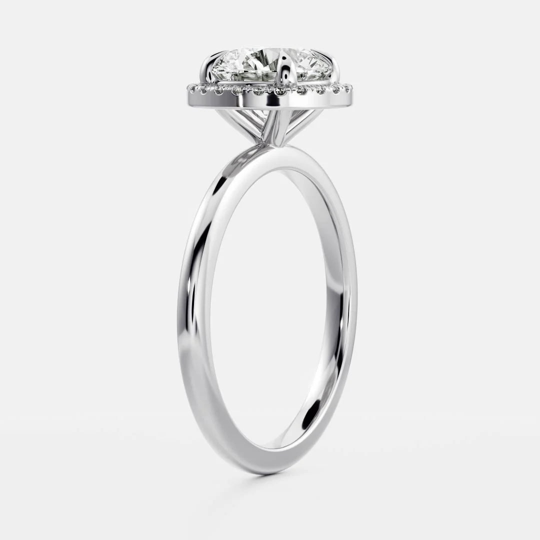 1.0CT Round Lab Grown Diamond Halo Solitaire Engagement Ring