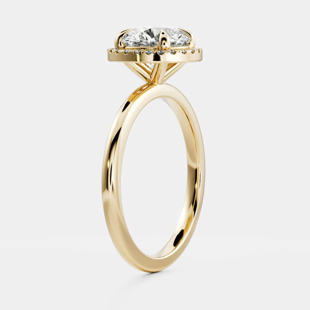 1.0CT Round Lab Grown Diamond Halo Solitaire Engagement Ring